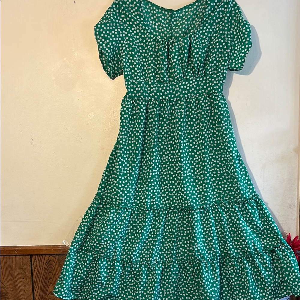 Green Polka Dot Kids Dress
